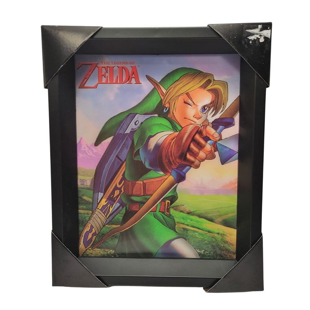Nintendo Zelda Ocarina Of Time 8x10 Framed 3D Shadow Box Wall Art Link + Bow